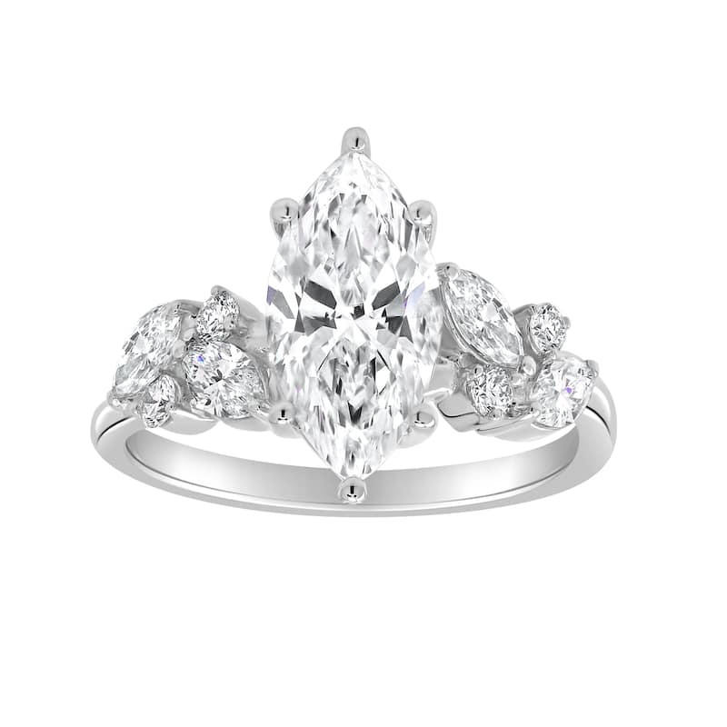 Auriya 14k Gold 5 3/5ctw Nature's Inspired Marquise Diamond Engagement Ring (F-G VS) - White - 4