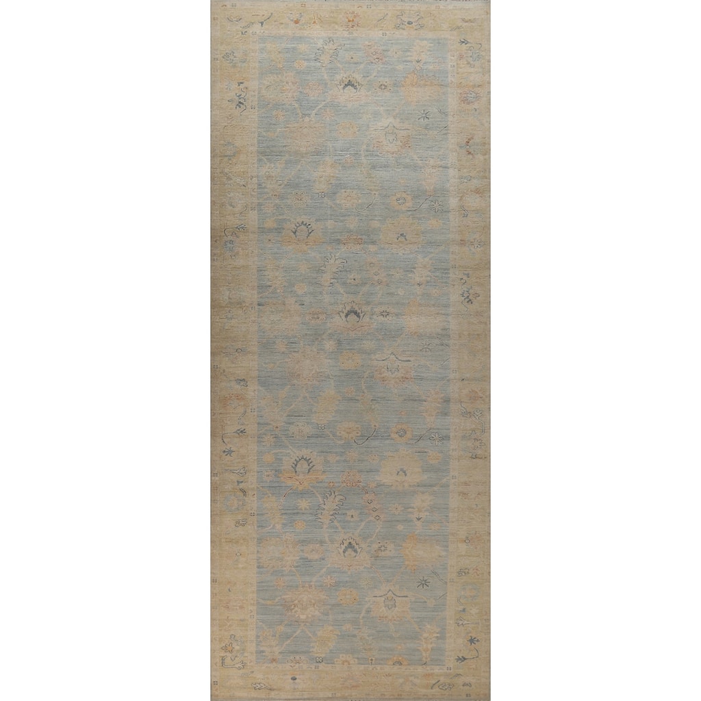 Vegetable Dye Oushak Turkish Runner Rug Hallway Handmade Wool Carpet - 5'3"x 16'0"