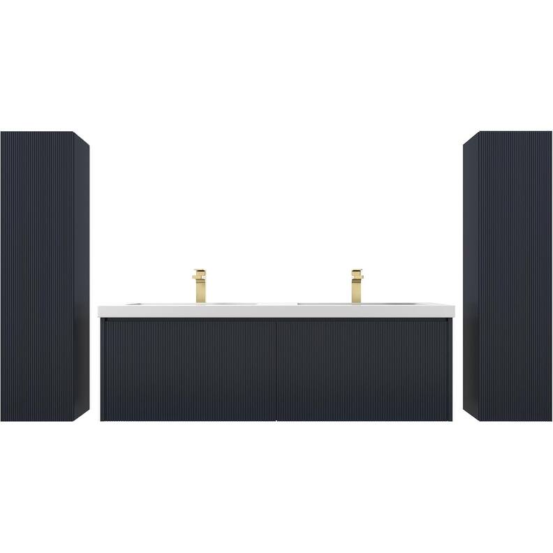 Blossom Positano 60" Floating Double Sink Vanity with Side Cabinets