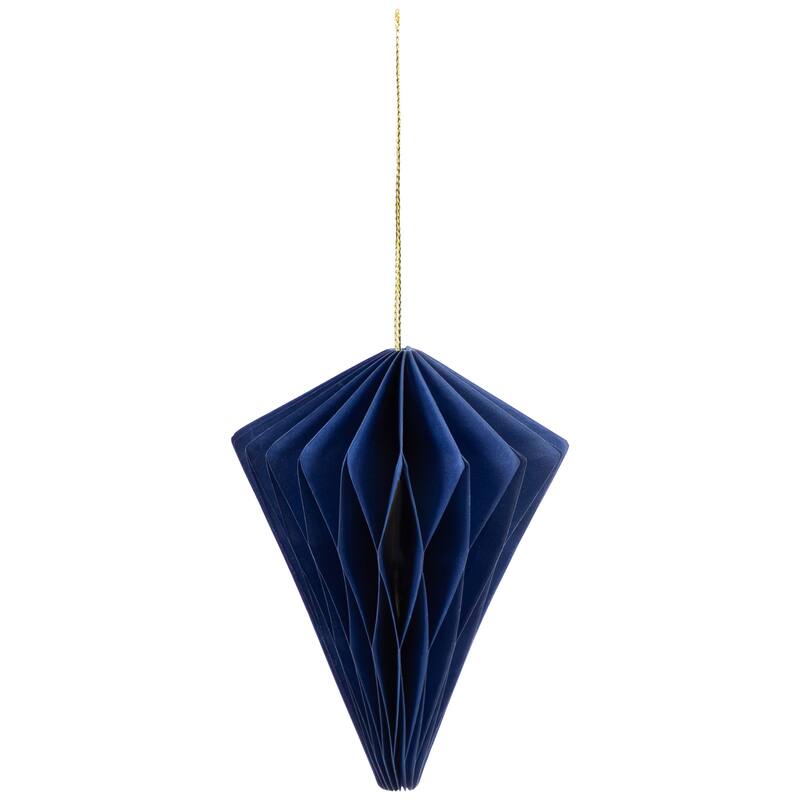 Accordion Honeycomb Foldable Paper Christmas Ornaments - 4" - Navy Blue - Set of 4