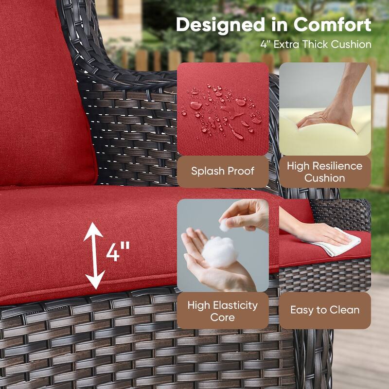 Pocassy Outdoor Wicker Glider Swivel Club Chairs (Set of 2) - Mix Grey