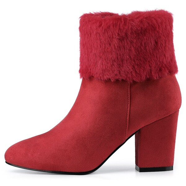 red ankle boots chunky heel