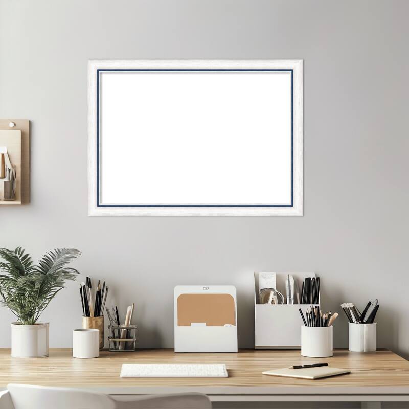 Amanti Art Morgan White Blue Framed Dry Erase Magnetic Board