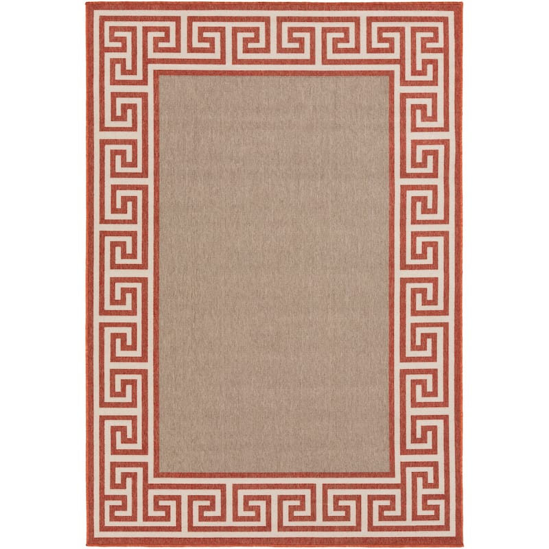 Annette Greek Key Border Indoor/Outdoor Area Rug