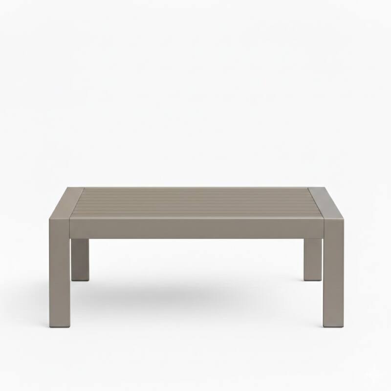43x24" Metal Coffee Table with Wood-Look Top and Khaki Frame