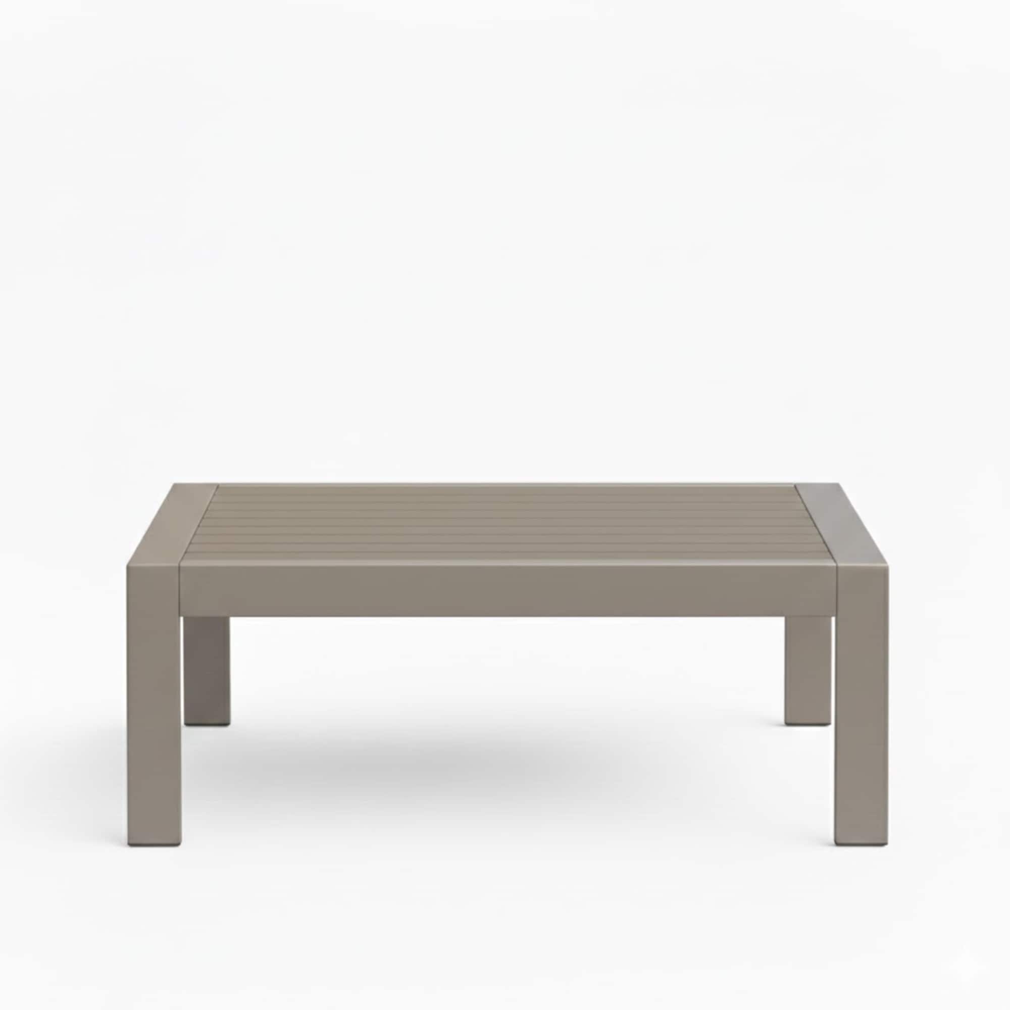 All Weather Metal Outdoor Coffee Table Wood Look Top