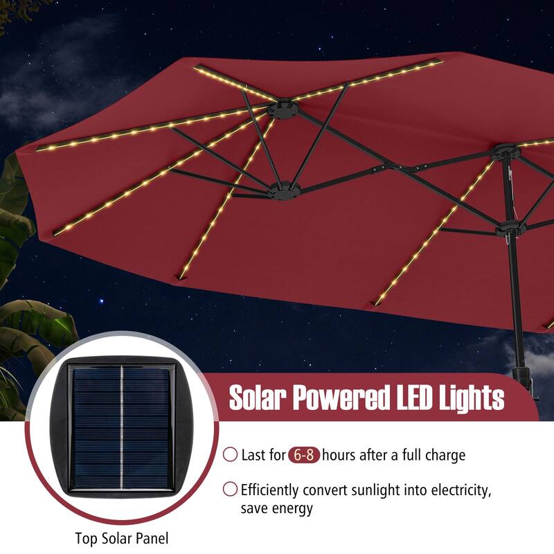 Costway 15.5 FT Extra-Large Patio Umbrella with LED Solar Lights & 12 - See Details