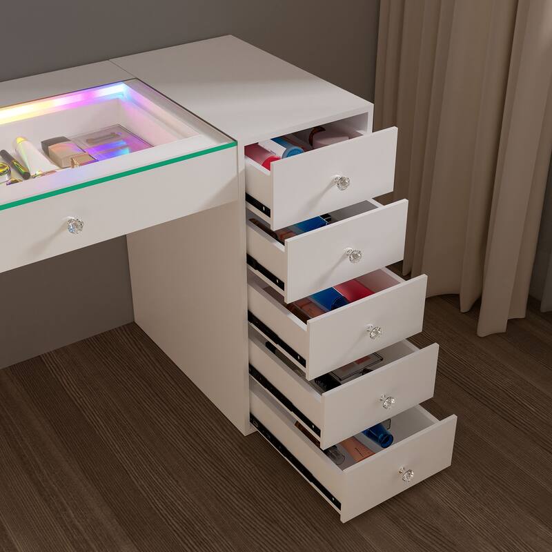 51.2" LED Makeup Vanity Desk with RGB Light Strip
