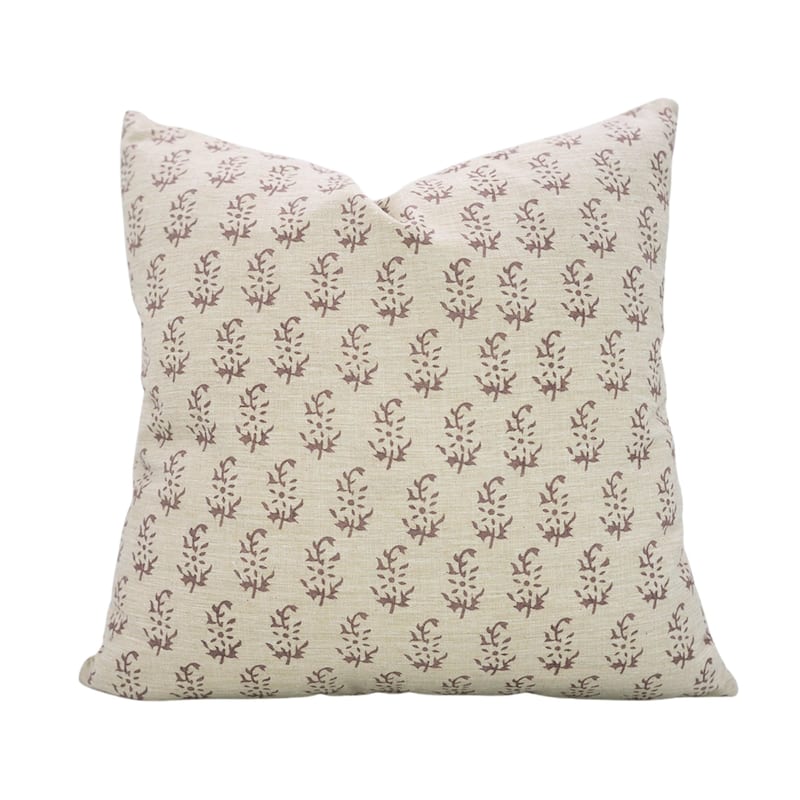 Fabdivine Handmade Floral or Weave Yellow Pillow Cover in Soft Linen for Block Print Room Boho Spring Home Décor, Lehar - Patjhad- Brown - 18" x 18" - Pillow Covers