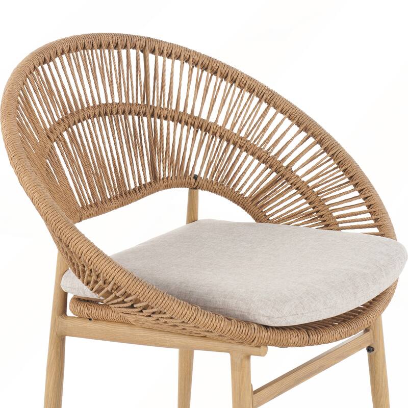 Outdoor Wicker Papasan Style Dining Chair Set of 2