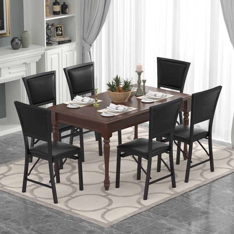 VECELO Folding Dining Chairs Set of 2/4/6 with Cushion Parson Classic Upholstered Folding Chairs,Modern 33" Parson Chairs - Set of 6 - Black