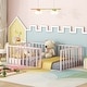 preview thumbnail 23 of 30, Twin Size Metal Floor Bed Frame with Fence & Door, for Kids Pink - Twin