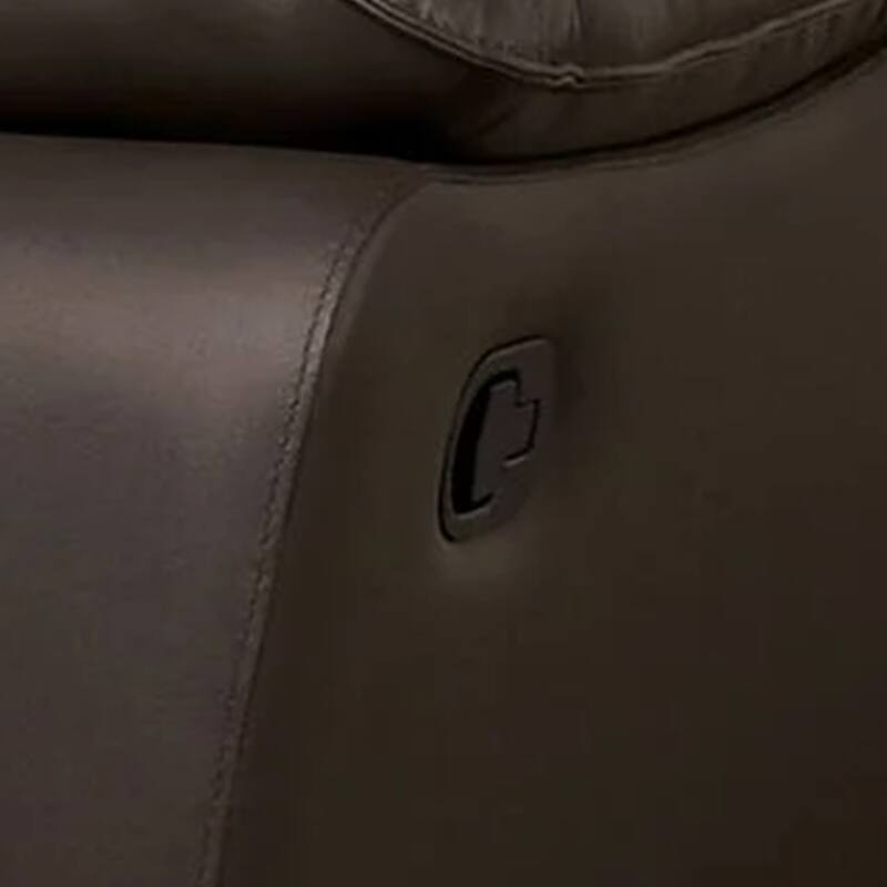 Ozy Manual Recliner Loveseat, 64 Inch, Contemporary Brown Grain Leather