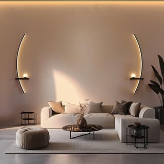 34" Arc Wall Sconce, 3 Color Temperatures - Set of 2 - 34 inch