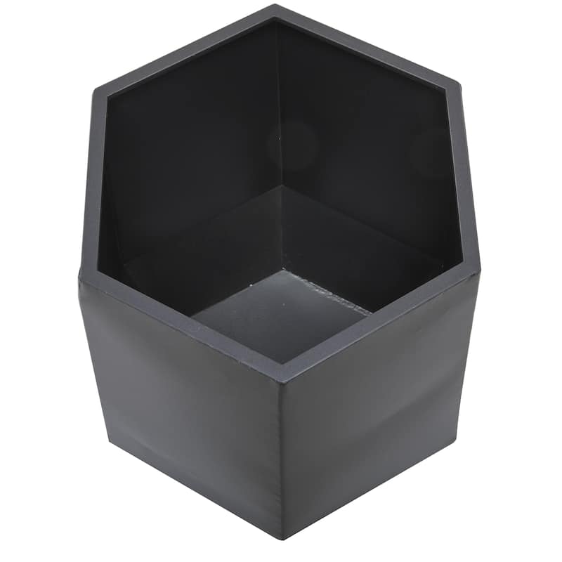 Metal Geometric Hexagon Indoor Outdoor Planter - Set of 3 White, Black, Gray - CosmoLiving by Cosmopolitan