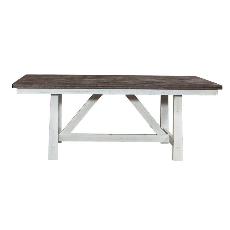 Farmhouse Fixed Top White Trestle Table for Dining Room 78" Length - Width 40" x Depth 78" x Height 30"