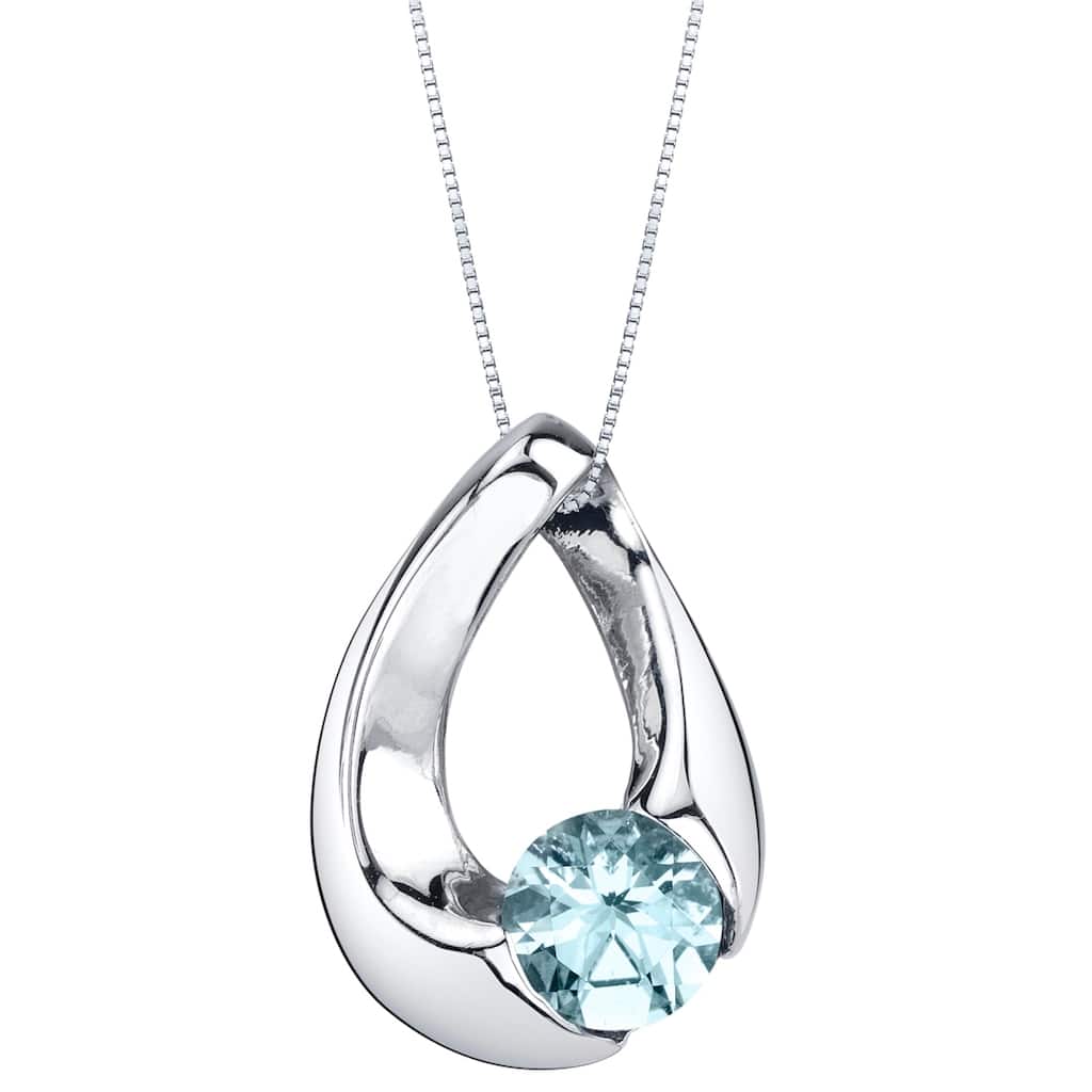 0.75 ct Aquamarine Pendant in Sterling Silver