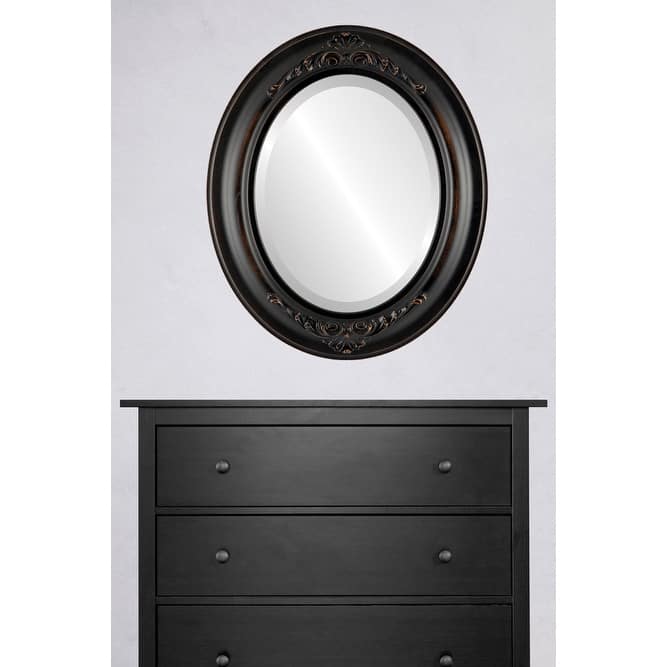 Winchester Framed Oval Mirror in Rubbed Bronze - Antique Bronze
