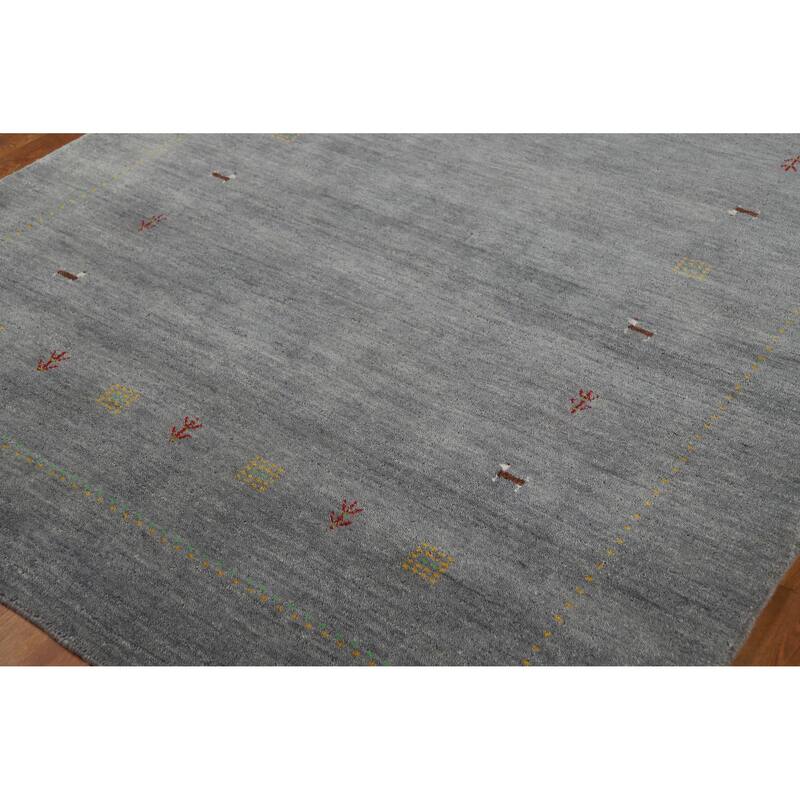 Hand Knotted Oriental 100% Wool Carpet Tribal Animal Pictorial Greys & Charcoal Gabbeh Area Rug - 7' 9'' X 5' 9''