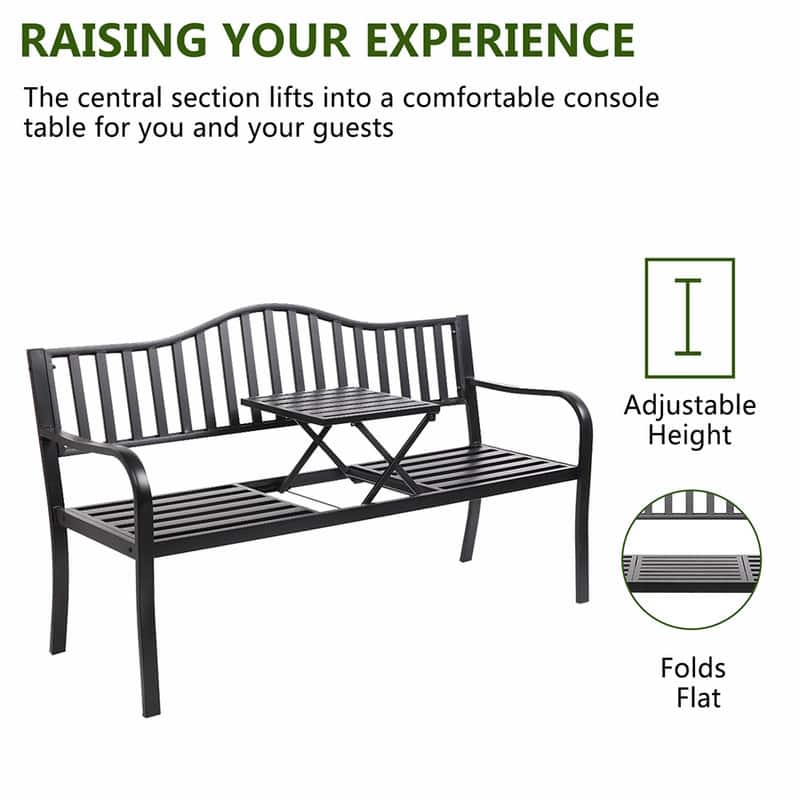 59 in. Outdoor Patio Garden Decorative Cast Iron Bench
