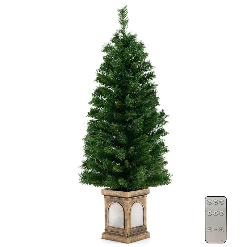 1PCS/ 2PC 4 FT Pre-Lit Potted Christmas Tree Artificial Entrance Décor