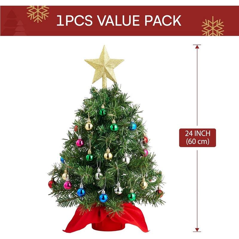 Joyfy 2-ft Mini Christmas Tree with White LED Lights - Multicolor