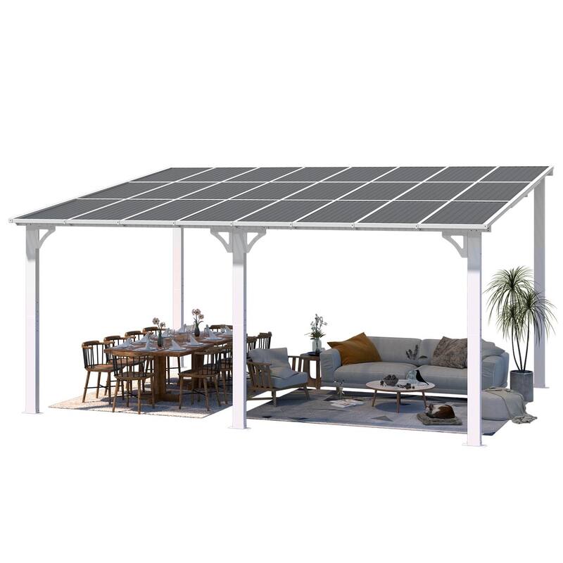 12x16ft Lean to Gazebo Hardtop Wall Mounted Gazebo