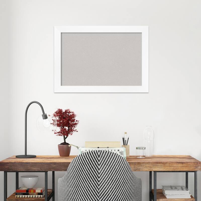 Cabinet White Narrow Framed Grey Corkboard Bulletin Board