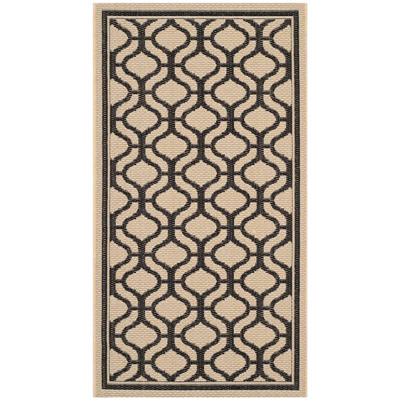 Martha Stewart by SAFAVIEH Tangier Indoor/ Outdoor Waterproof Rug - 2'7" x 5' - Creme/Black