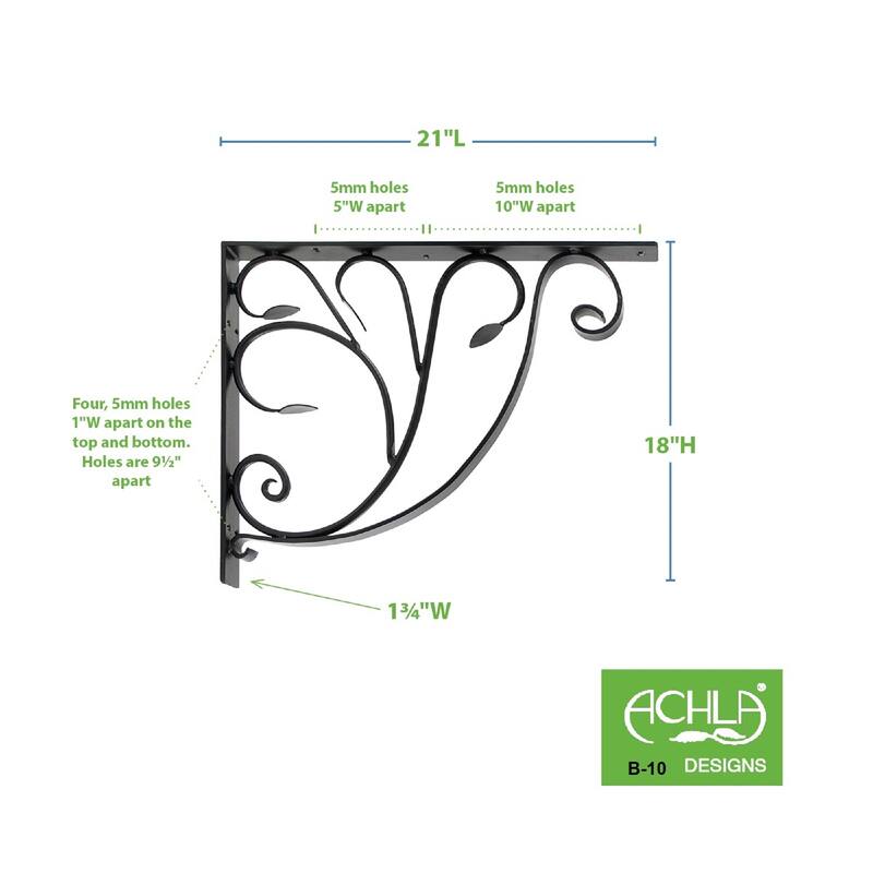 Achla Designs Elegant Detailed Leafy Leaf Mail Box Bracket, 18 Inch Tall, Black Powder Coat Finish