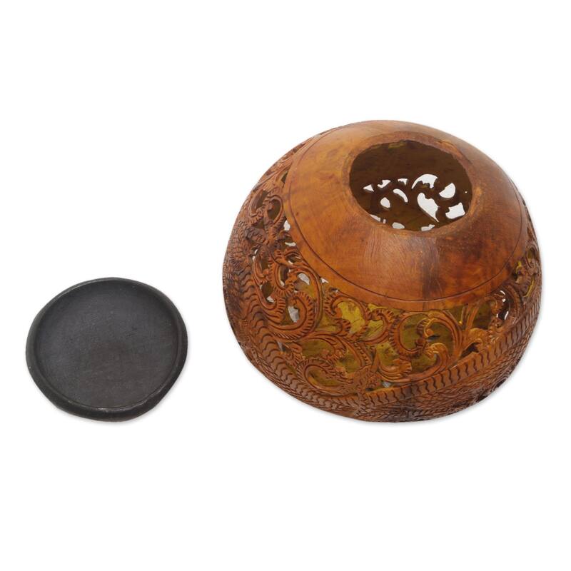 Novica Handmade Ganesha & Dragon Coconut Shell Sculpture