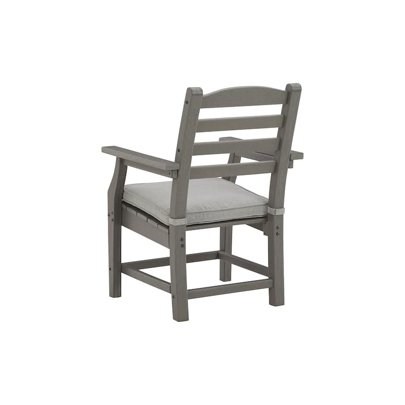 Signature Design by Ashley Visola Gray Outdoor Poly All Weather Arm Chair with Cushion, Set of 2 - 24"W x 25"D x 37"H