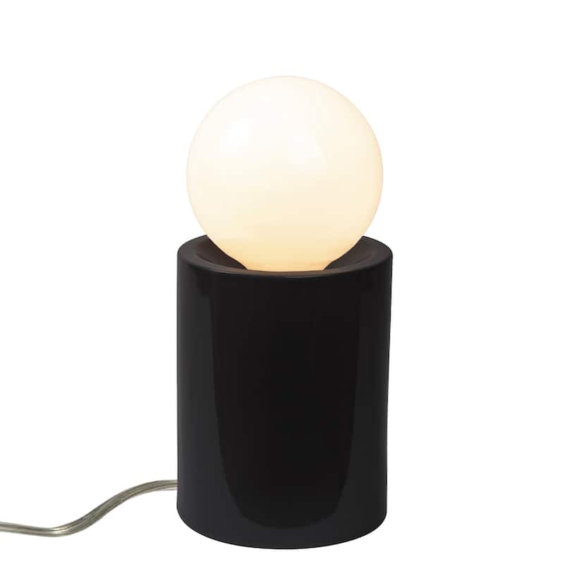 Ceramic Short Pillar Table Lamp - Gloss Black