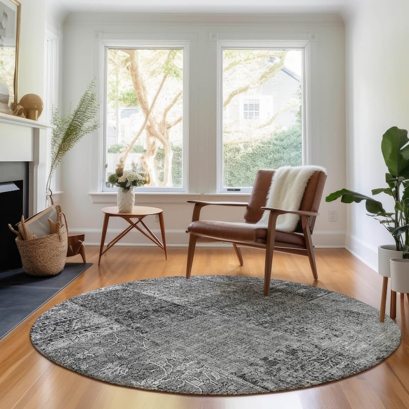Premium Washable Super Soft Boho Patches Mayfield Rug - Gray - 8' x 8' - Round
