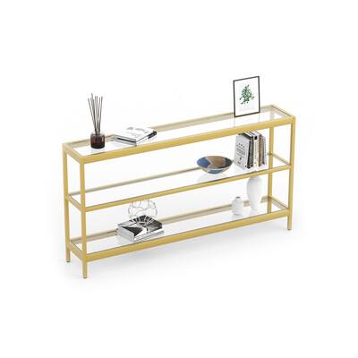 Console Table, Entryway Table with 3 Tiers, Open Glass Sofa Table