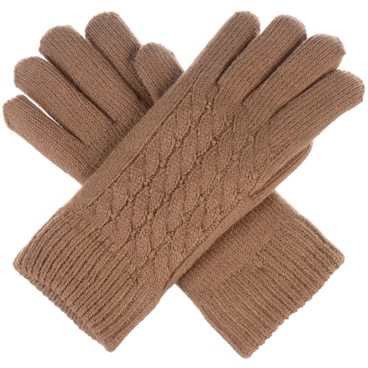 BYOS Women’s Winter Classic Cable Warm Plush Fleece Lined Knit Gloves 