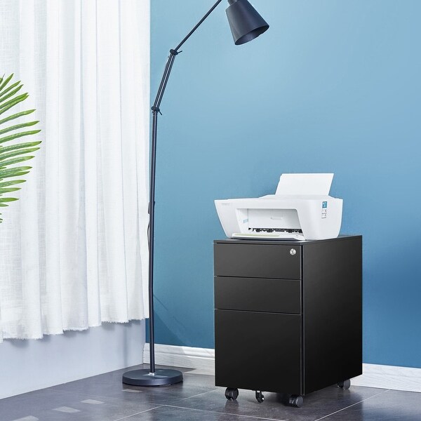 3-Drawer Side Pull Movable Flie Cabinet With wheel. Opens flyout.