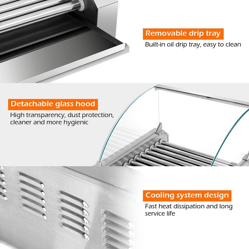 Costway Commercial 30 Hot Dog 11 Roller Grill Cooker Machine W/ cover - See Details