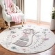 preview thumbnail 3 of 11, SAFAVIEH Carousel Kids Fumiki Parisian Cat Rug 3' Round - Ivory/Pink