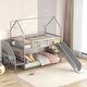 preview thumbnail 3 of 11, Twin over Twin Metal Bunk Bed with House Design, Slide, and Convertible Staircase