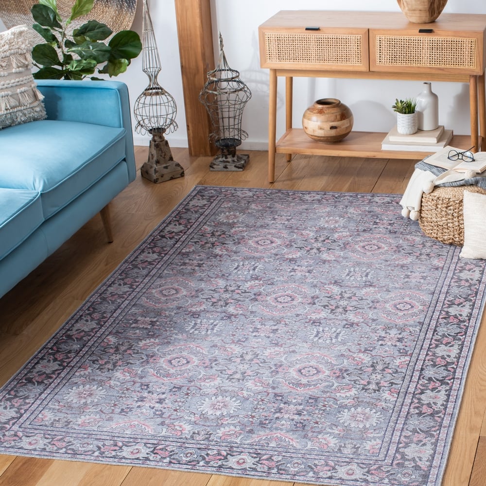 SAFAVIEH Serapi Machine Washable Melva Medallion Distressed Rug