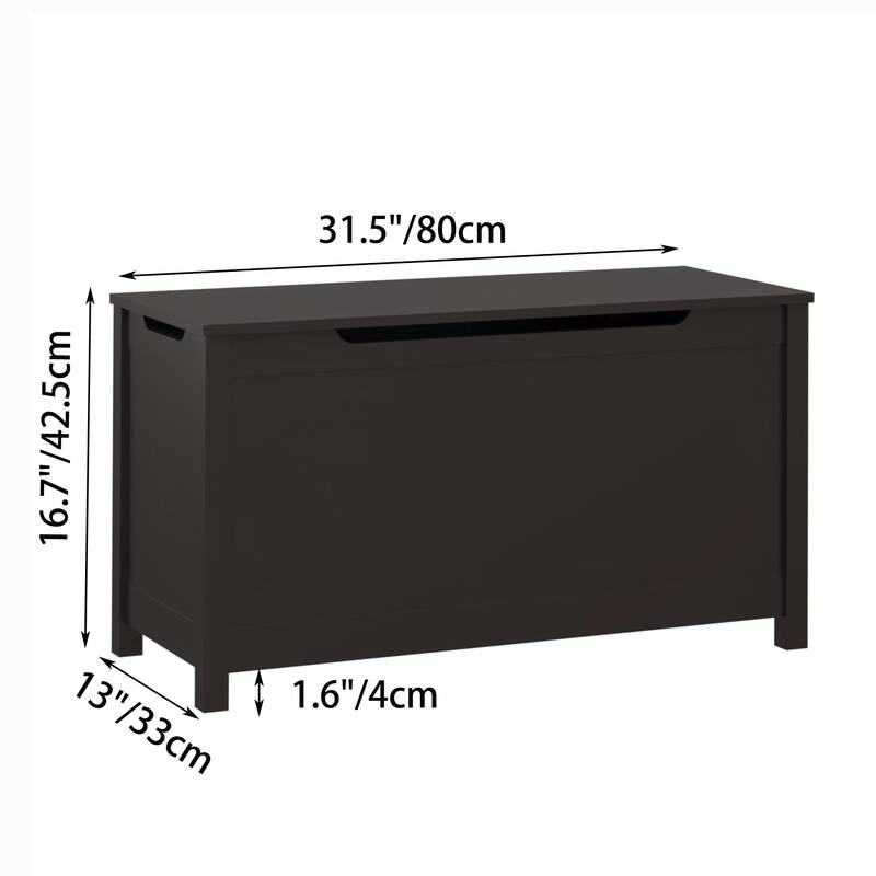 Kids Wooden Toy Box Storage with Safety Hinged Lid for Ages 3+