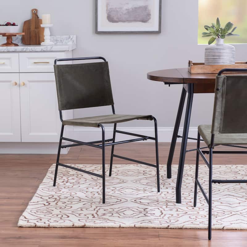 Leffler Sanded Steel and Fabric Industrial Dining Chair - Green