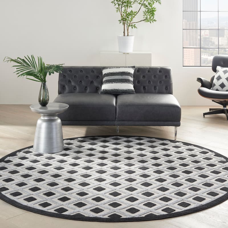 Nourison Aloha Indoor/Outdoor Modern Geometric Diamond Area Rug