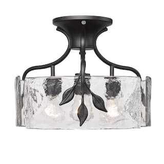Golden Lighting Calla 3-light Semi-Flush Mount in Natural Black