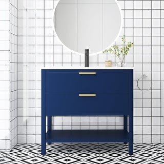 Plywood Freestanding Bathroom Vanity Set with Integrated Sink