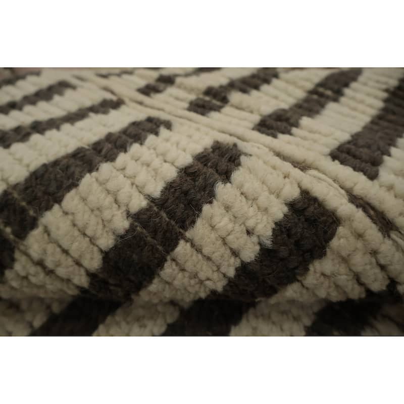 Hand Knotted Oriental 100% Wool Carpet Modern All-Over Beige & Ivories Moroccan Area Rug - 12' 4'' X 8' 10''