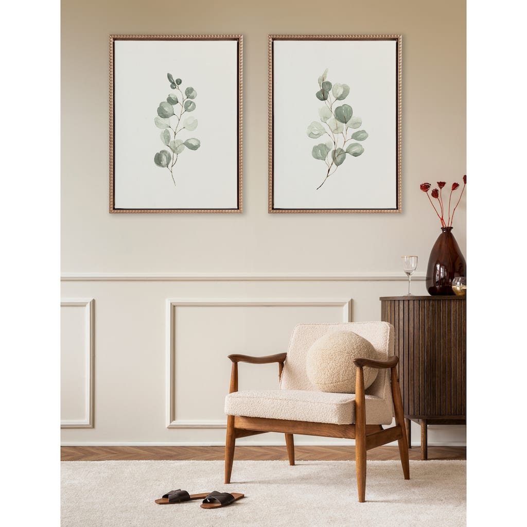 Kate and Laurel Sylvie Beaded Eucalyptus Canvas Set by Maja Mitrovic
