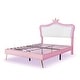 preview thumbnail 56 of 68, Upholstered Bed LED Frame Modern Upholstered Princess Bed w/ Crown Headboard and Metal Legs, Cute Kids Platform Bed/ Noise-Free