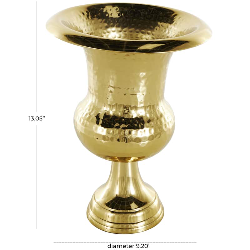 Aluminum Metal Goblet Inspired Hammered Decorative Vase - Silver or Gold - Roche River Decor